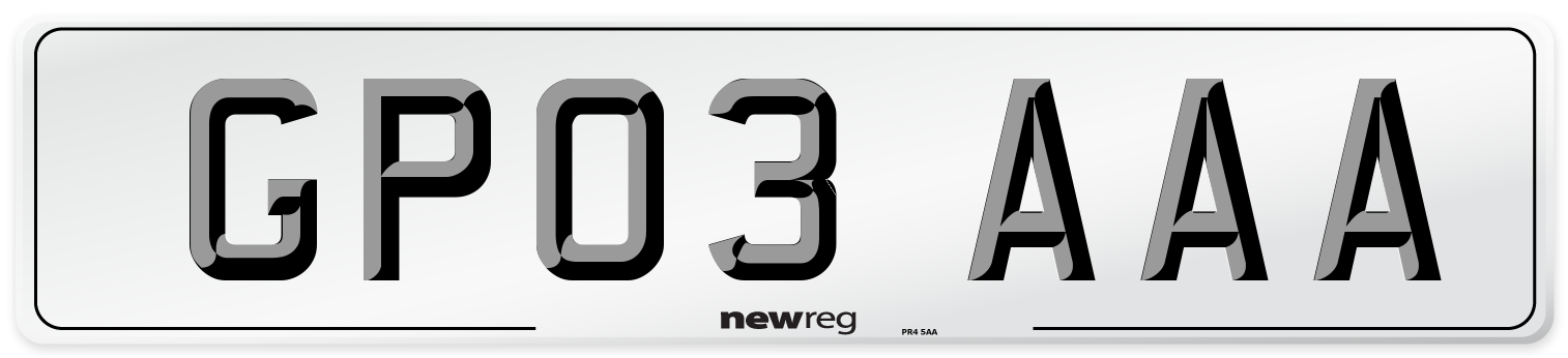 GP03 AAA Number Plate from New Reg